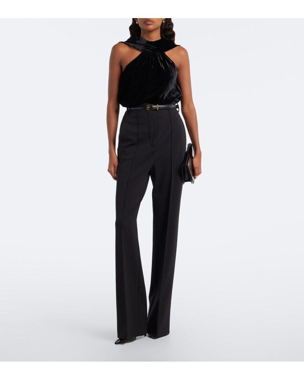 Jonathan Simkhai Black Scarlett Draped Caped Velvet Top