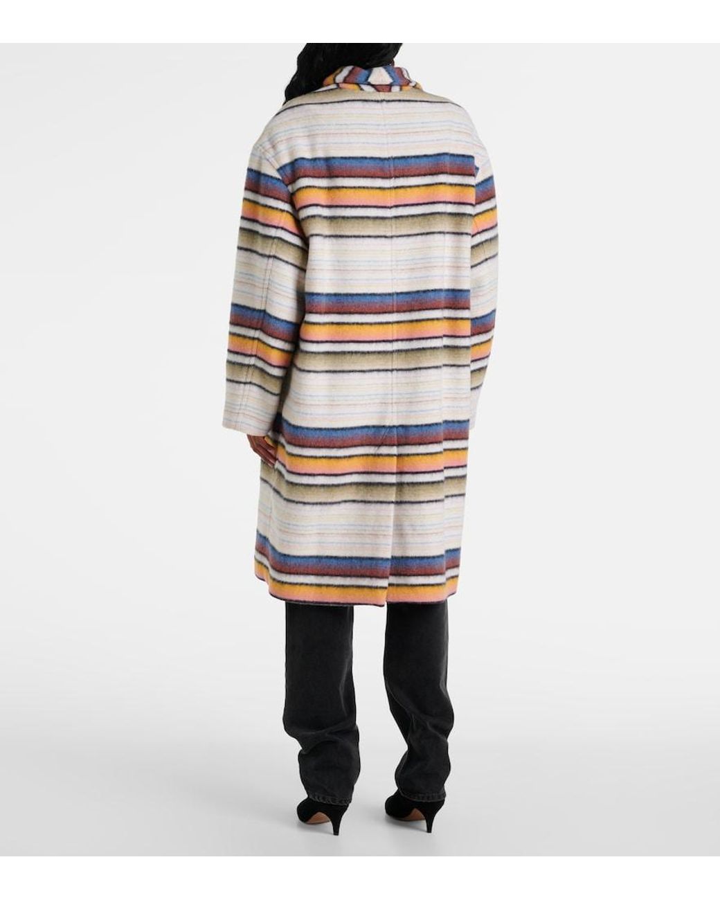 Isabel Marant Multicolor Striped Wool-Blend Coat