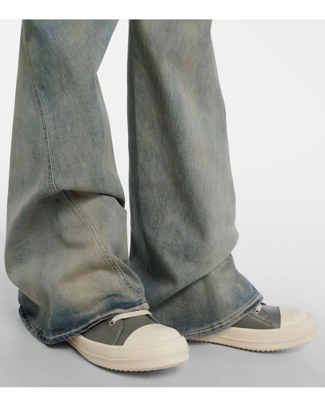 Rick Owens Brown Leather High-Top Sneakers