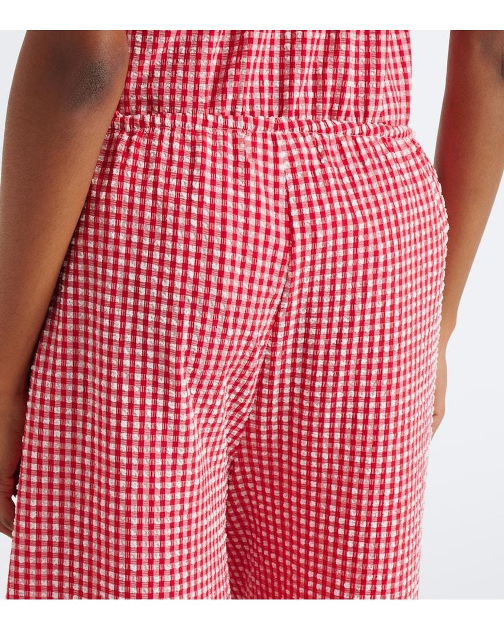 Montce Pink Gingham Seersucker Wide-Leg Pants