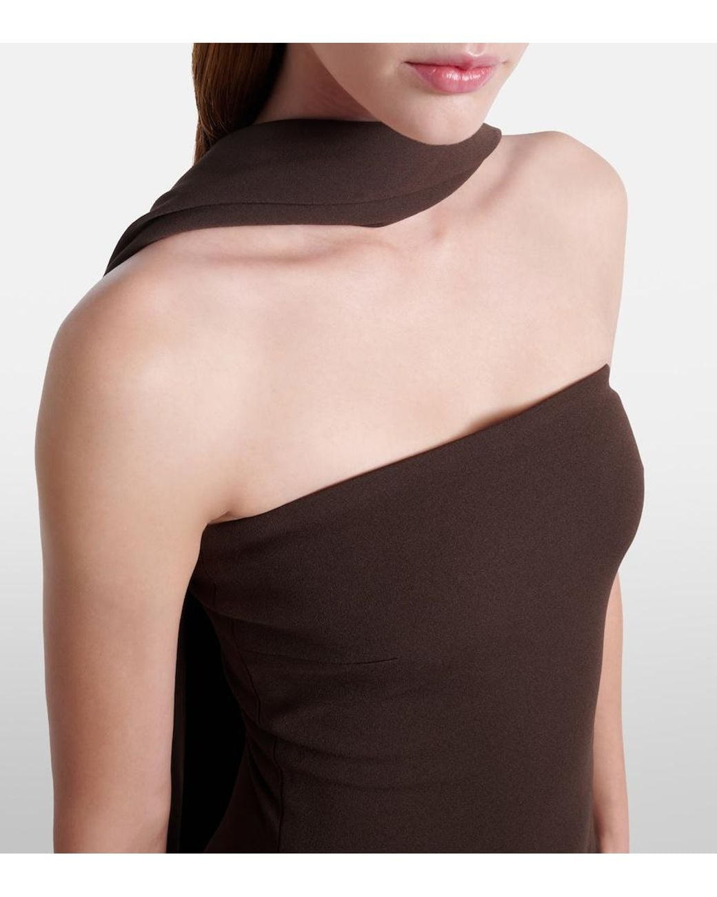 Solace London Brown Martine Scarf-Detail Cocktail Dress
