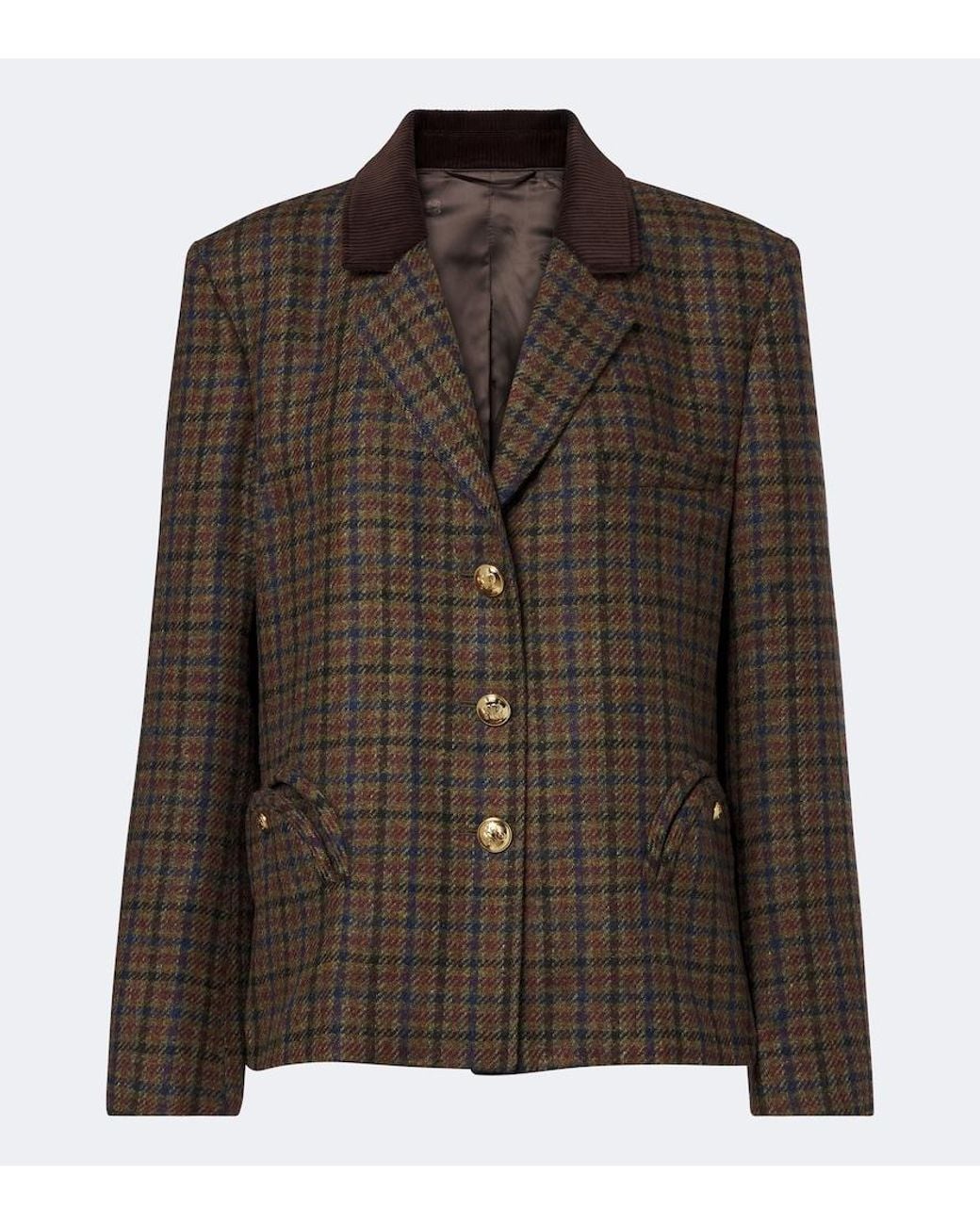 Blazé Milano Brown Amandira Shelley Checked Virgin Wool Blazer