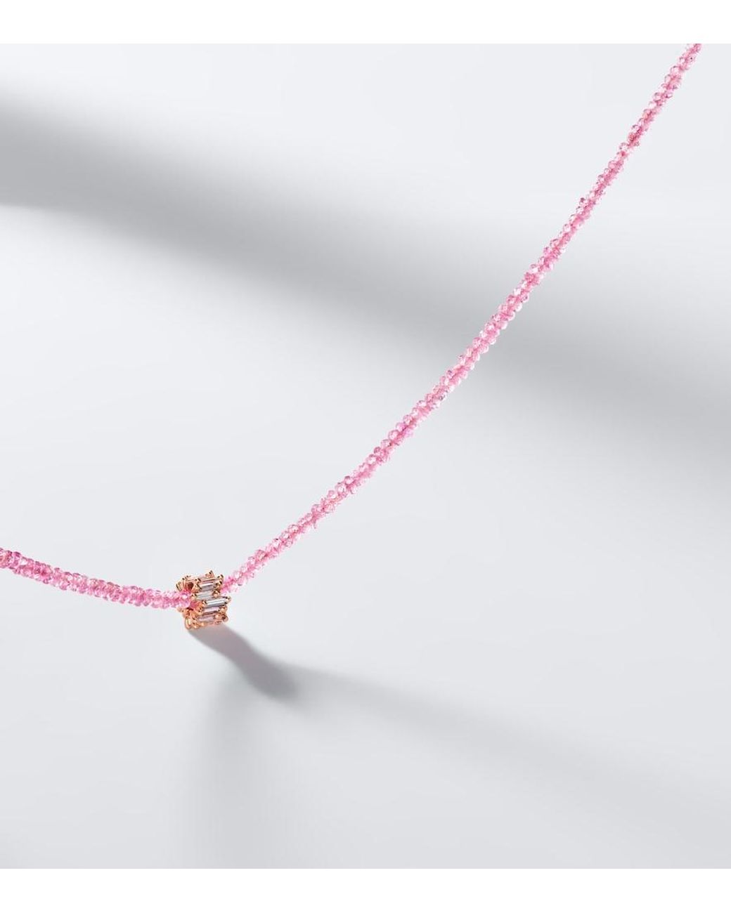 Suzanne Kalan White Infinite 18Kt Rose Beaded Necklace With Spinels And Diamonds