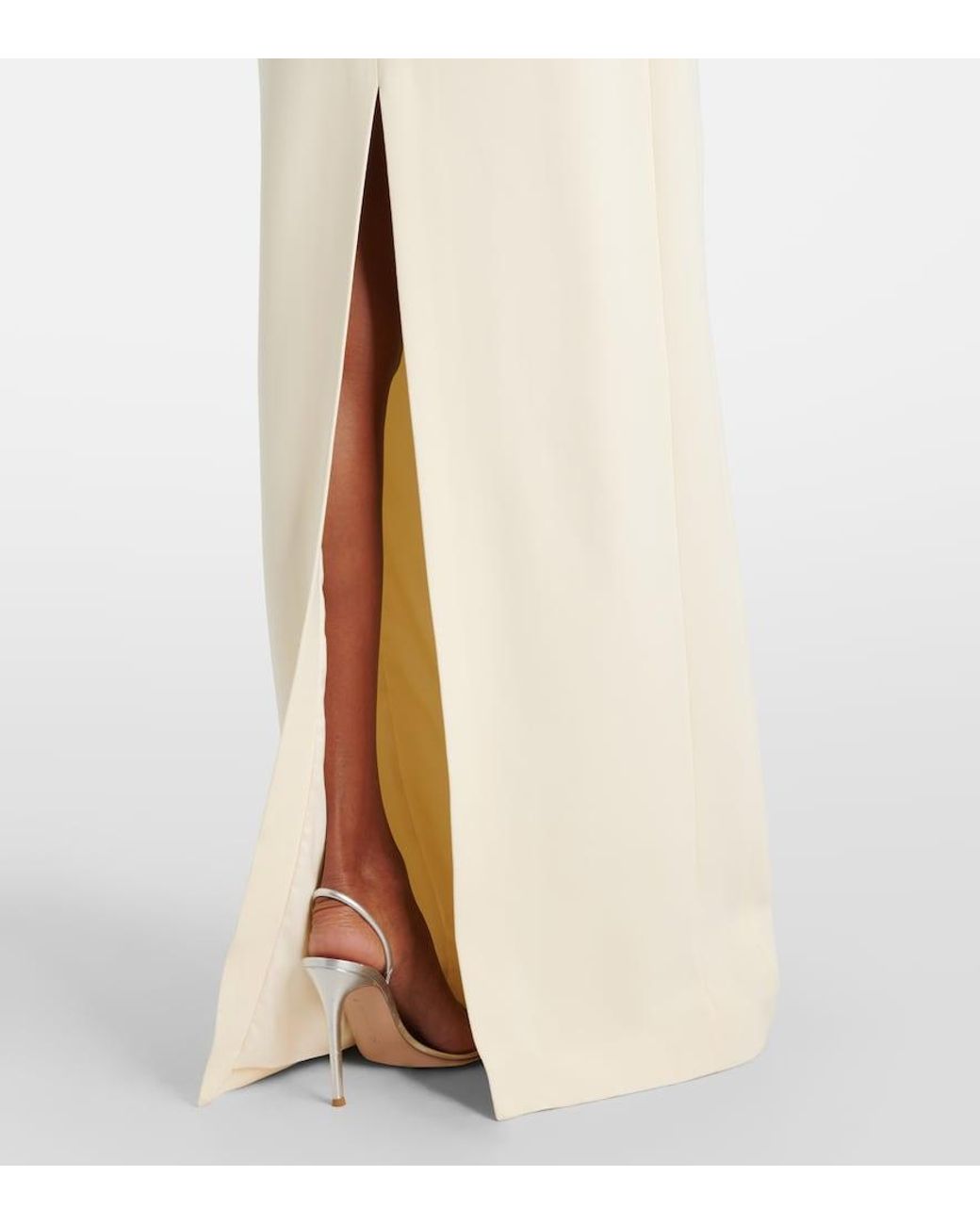 David Koma White Chain-Trimmed Crepe Gown