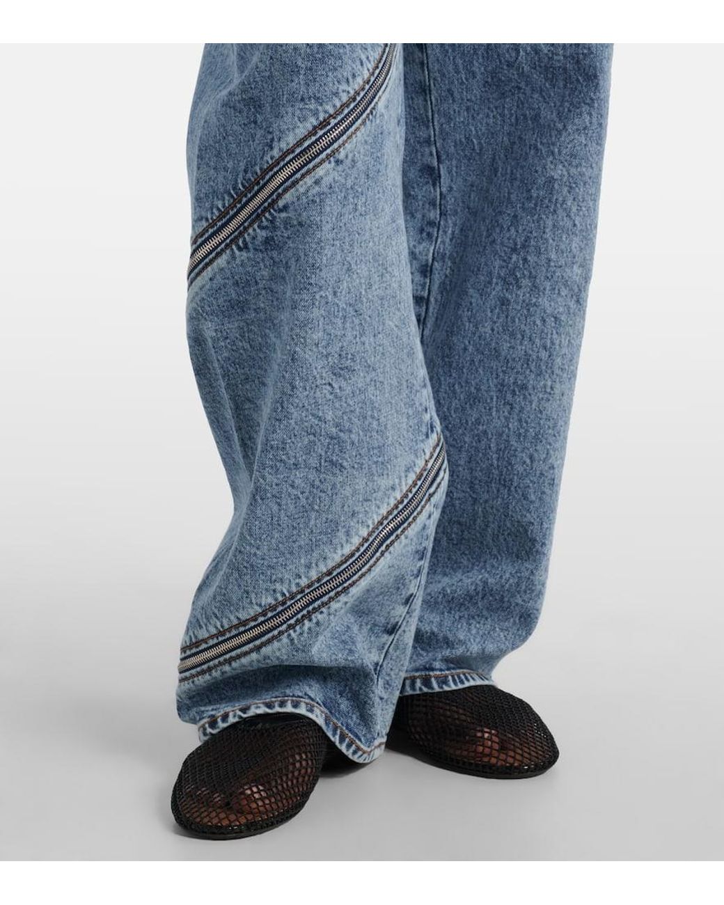 Alaïa Blue Spiral High-Rise Wide-Leg Jeans