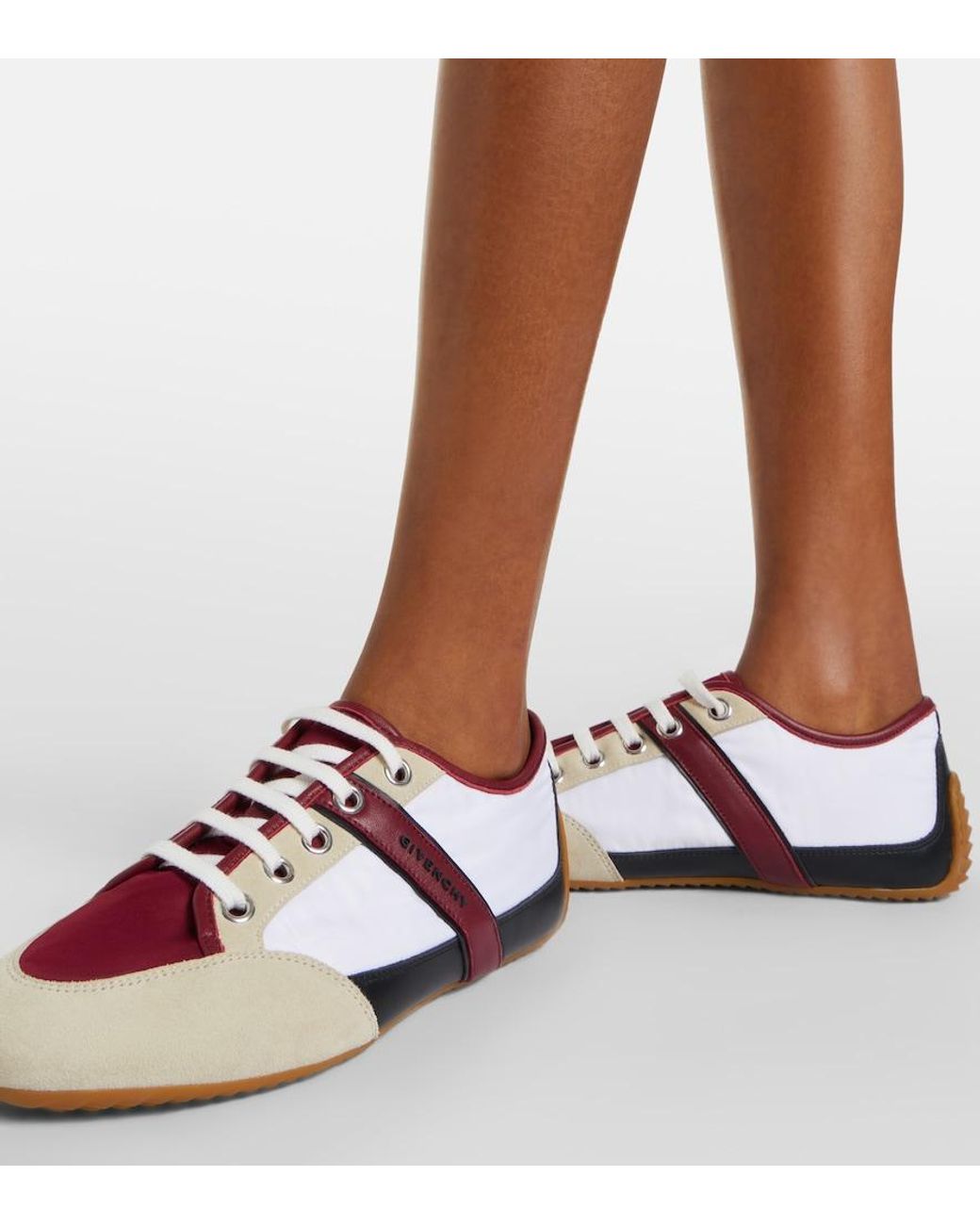 Givenchy Brown Slim Suede-Trimmed Sneakers
