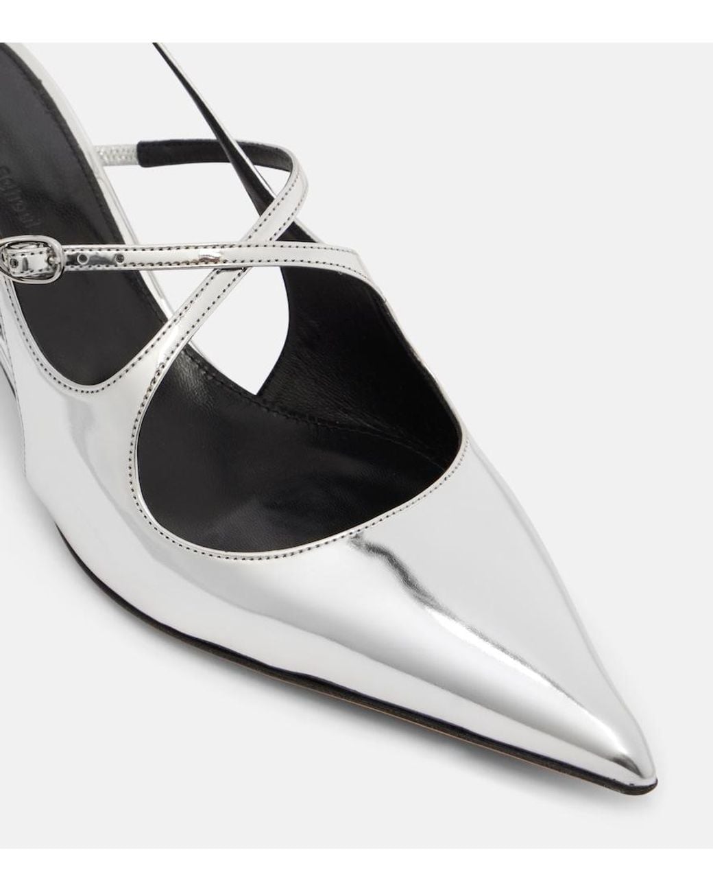 Proenza Schouler Metallic Slash 40 Mirrored Leather Slingback Pumps