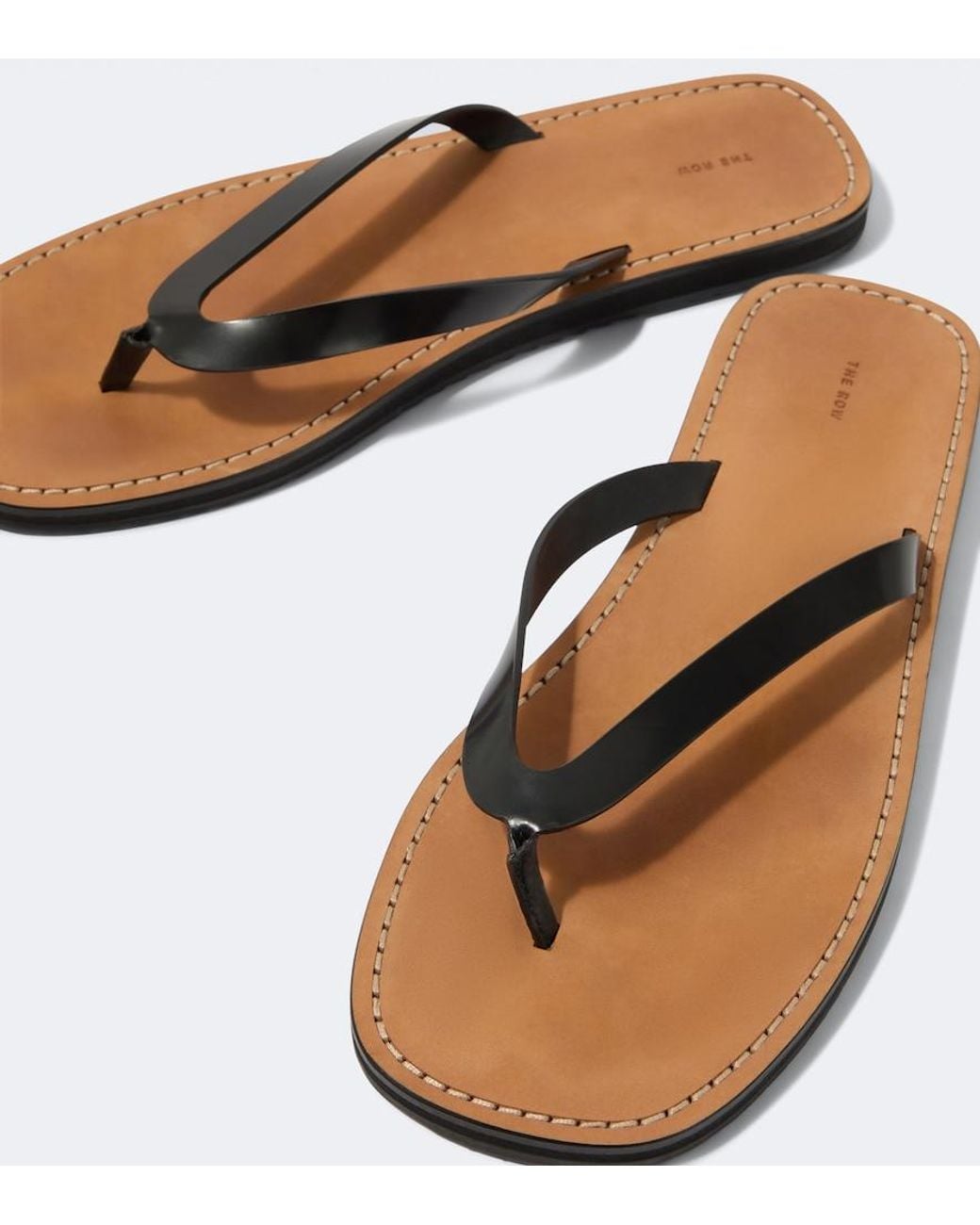 The Row Brown City Leather Thong Sandals for men