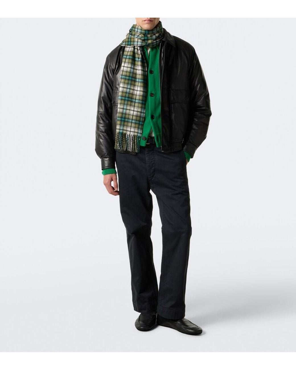 Auralee Black Leather Down Jacket for men