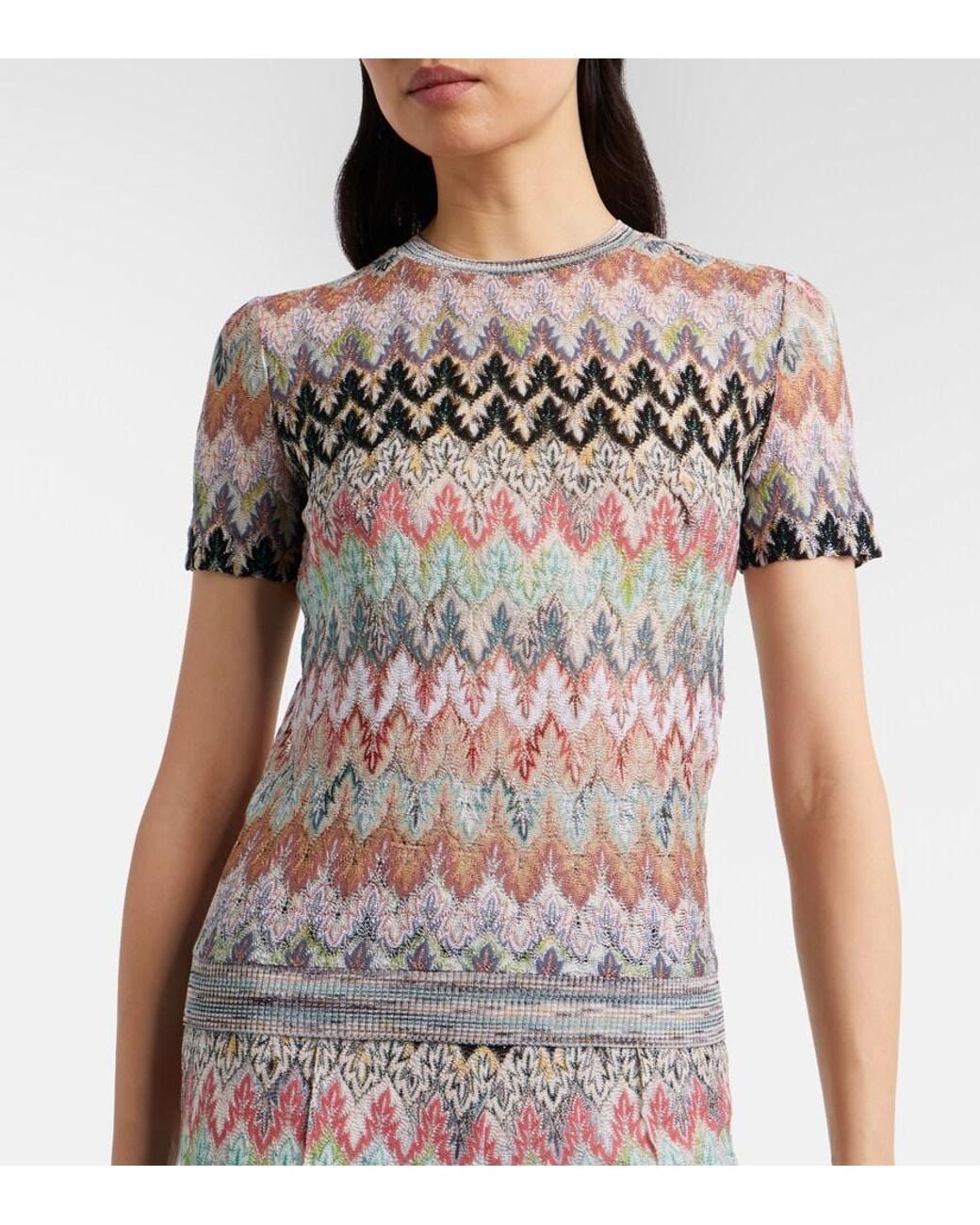 Missoni White Zigzag Lame T-Shirt