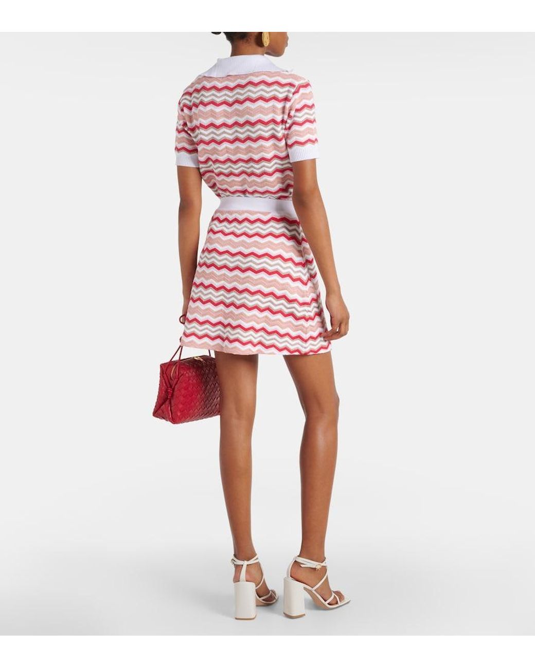 Missoni Red Zig Zag Cotton-Blend Miniskirt