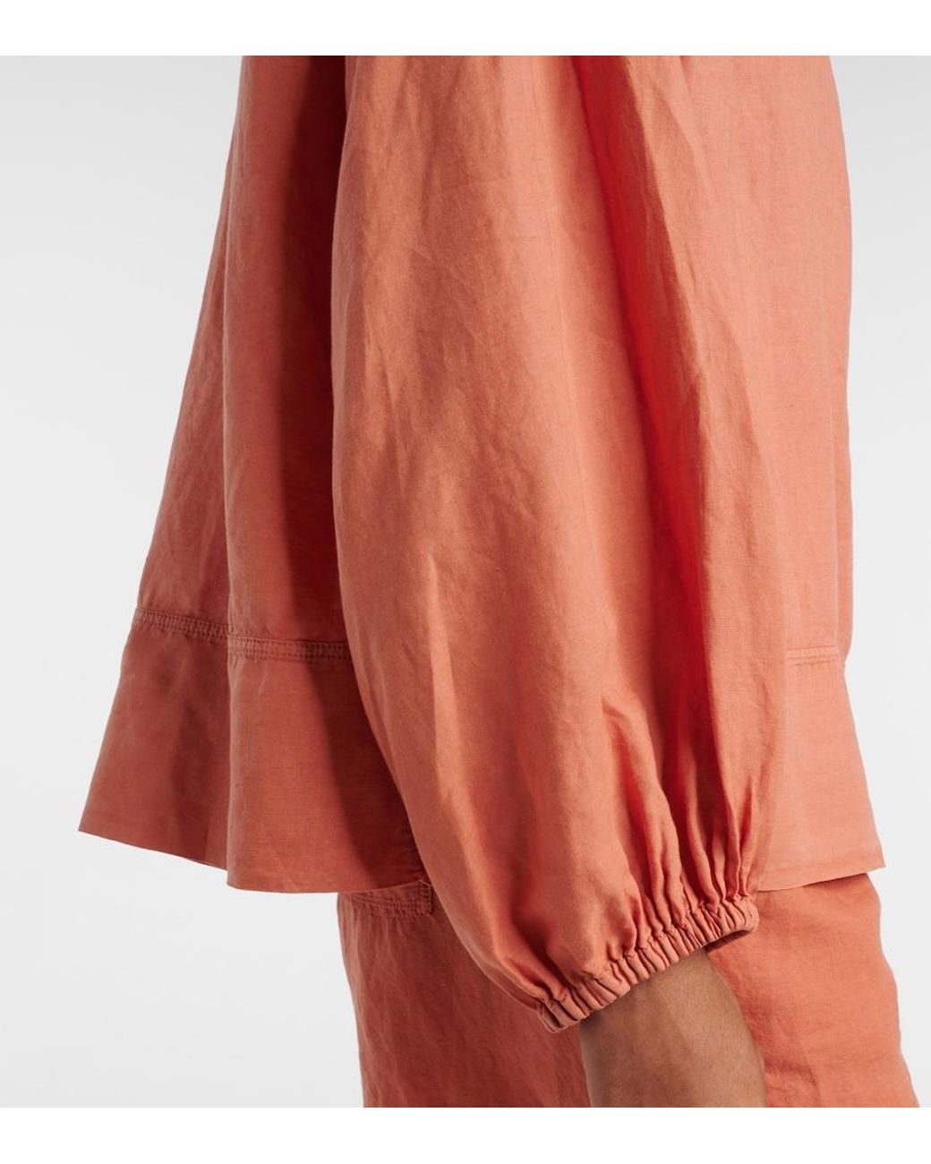 Brunello Cucinelli Orange Monili Linen And Cotton Top