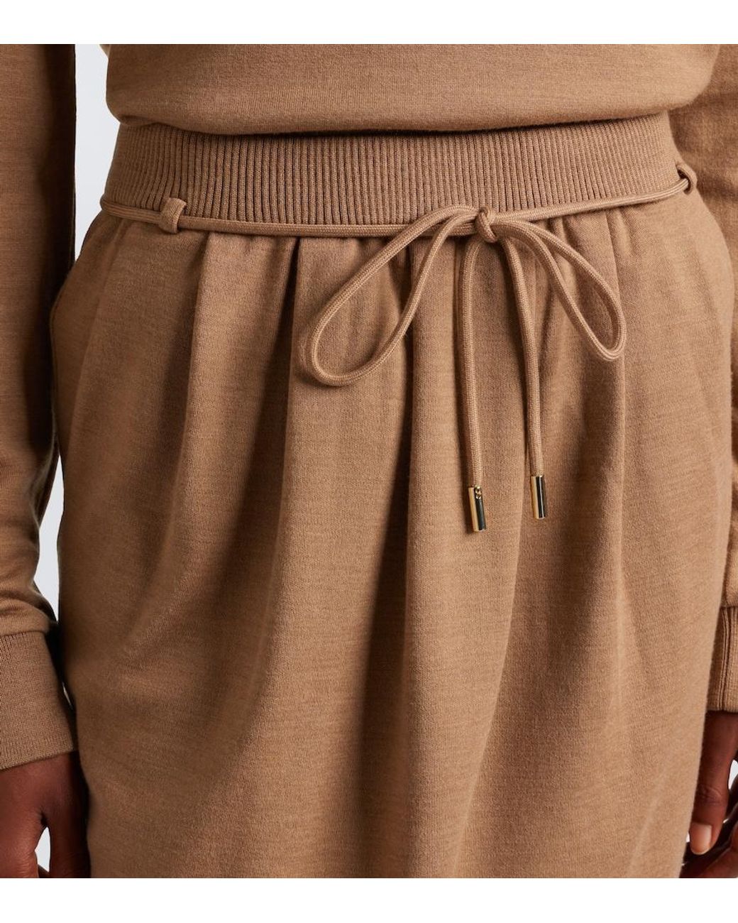 Max Mara Natural Virgin Wool Midi Skirt