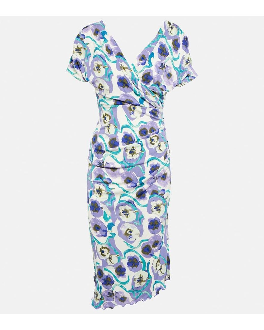 Diane von Furstenberg Blue Havana Printed Jersey Midi Dress