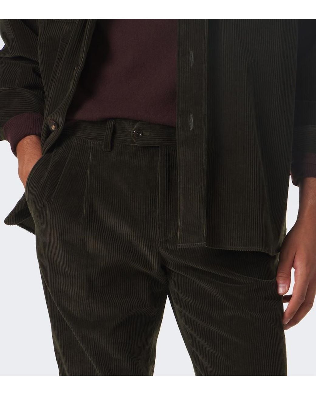 Rubinacci Black Modluca Cotton Corduroy Straight Pants for men