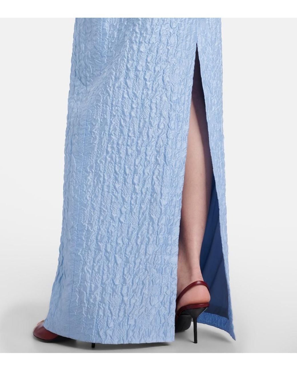 Emilia Wickstead Blue Sharon Seersucker Gown