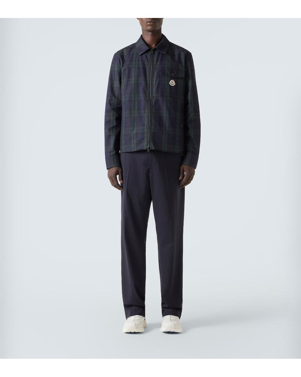 Moncler Blue Checked Cotton Jacket for men