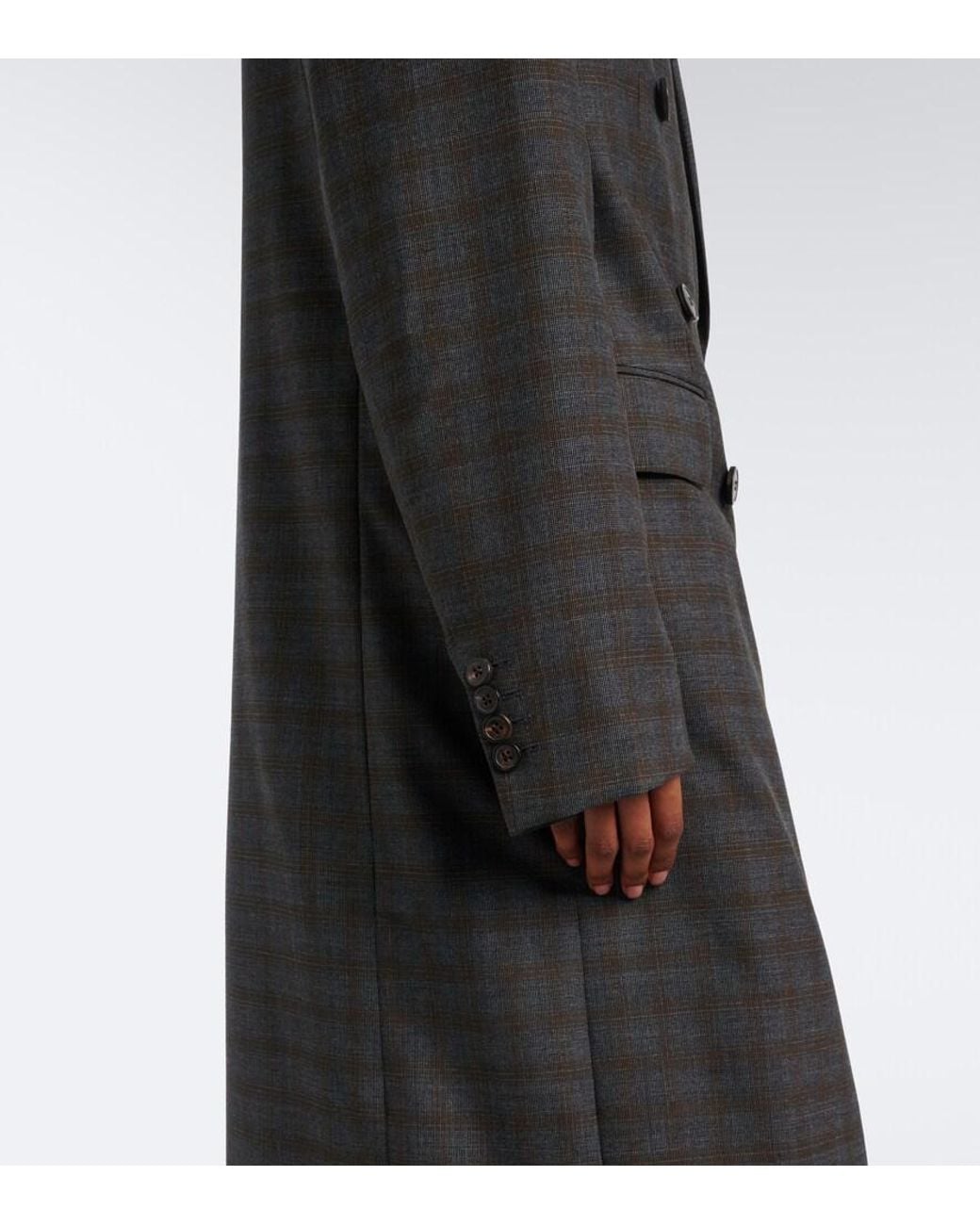 Dries Van Noten Black Checked Double-Breasted Wool Coat