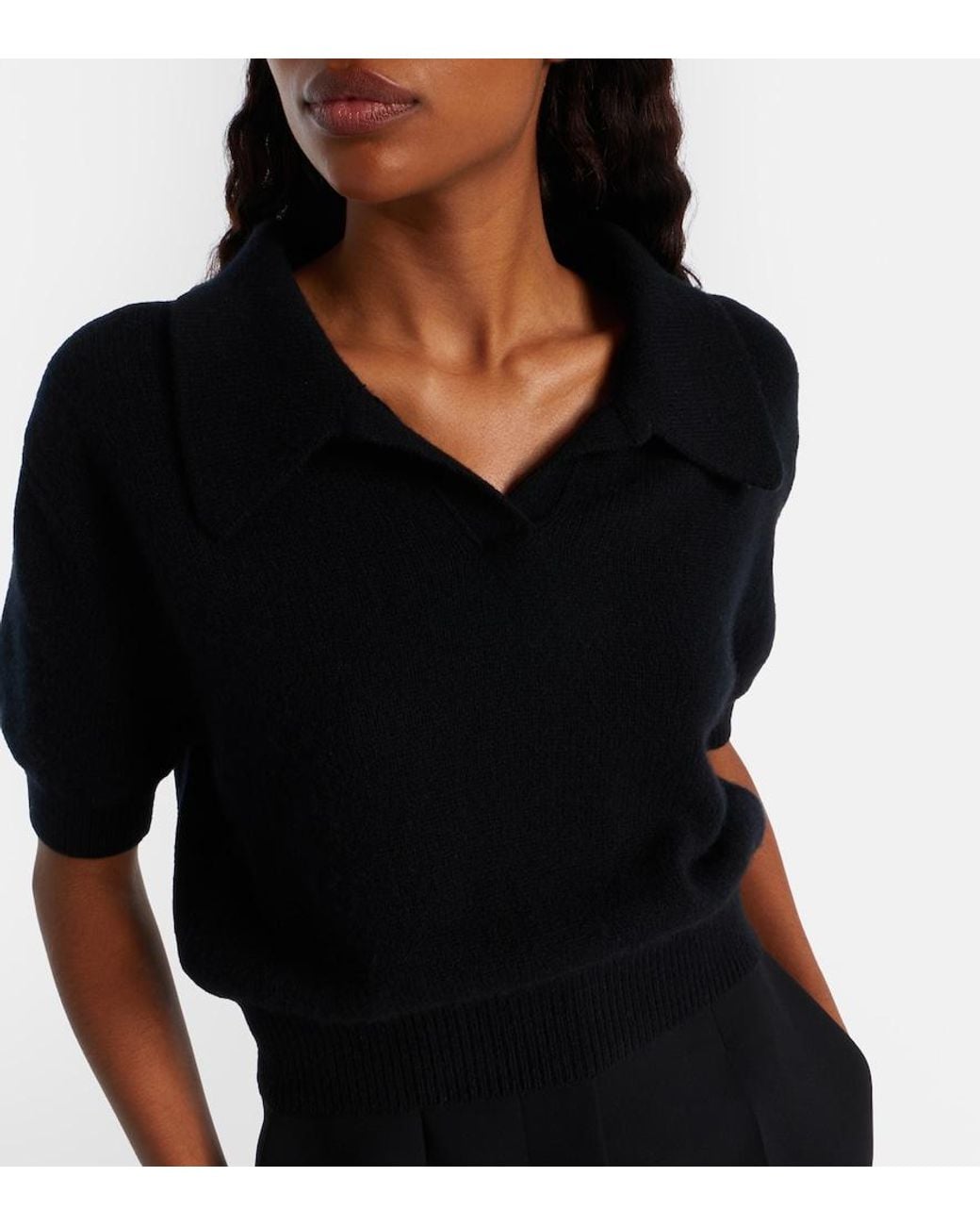 Khaite Black Leni Wool And Cashmere Top