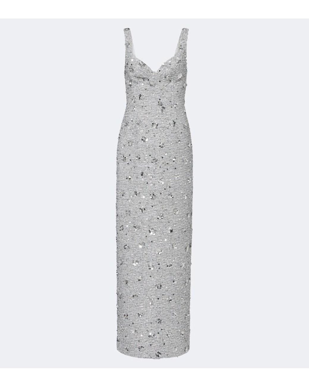 Jonathan Simkhai White Viella Sequined Tweed Gown