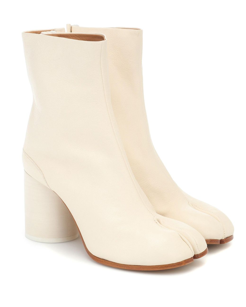 Maison Margiela Tabi Leather Ankle Boots in White - Lyst
