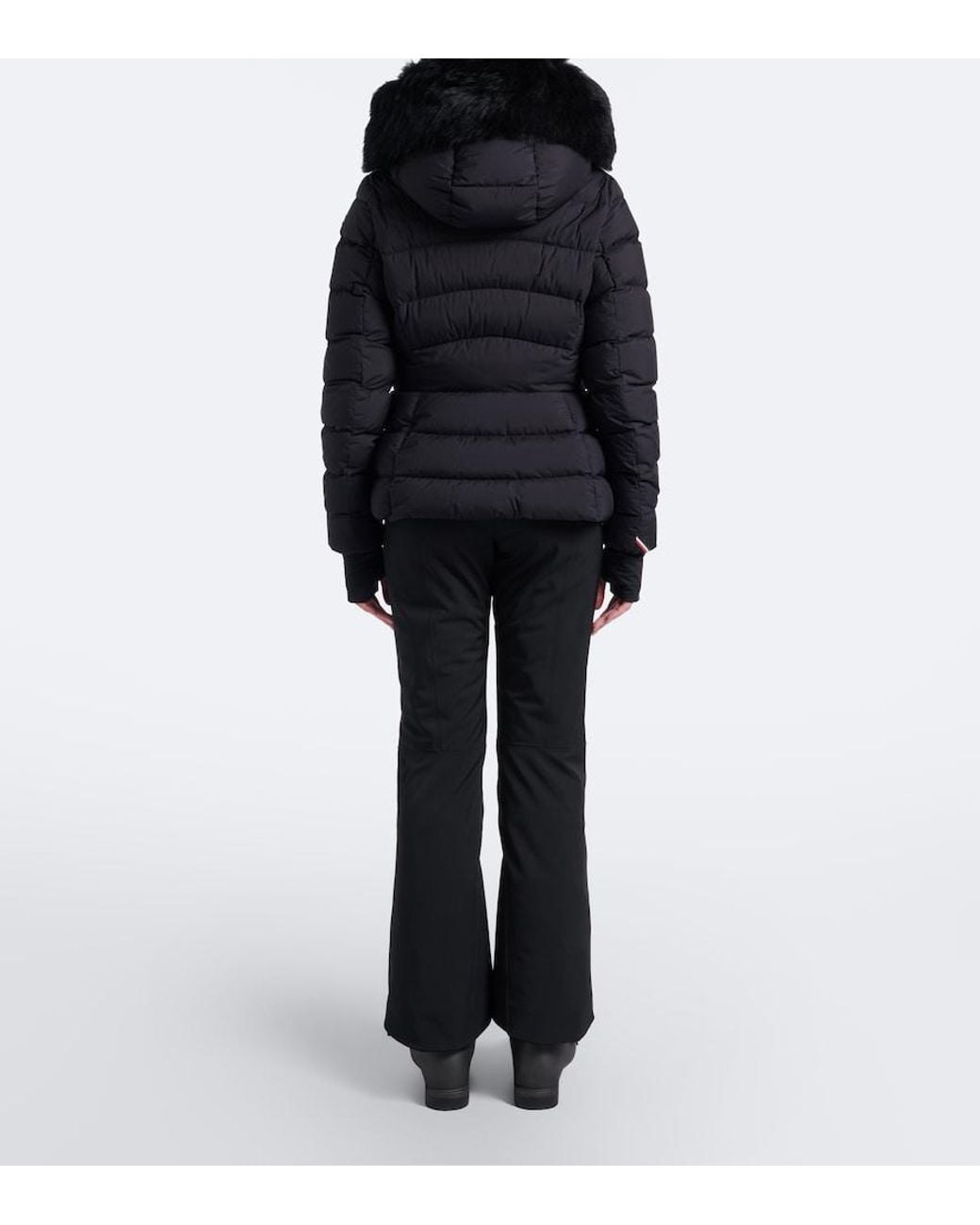 Moncler Black Armoniques Shearling-Trimmed Ski Jacket