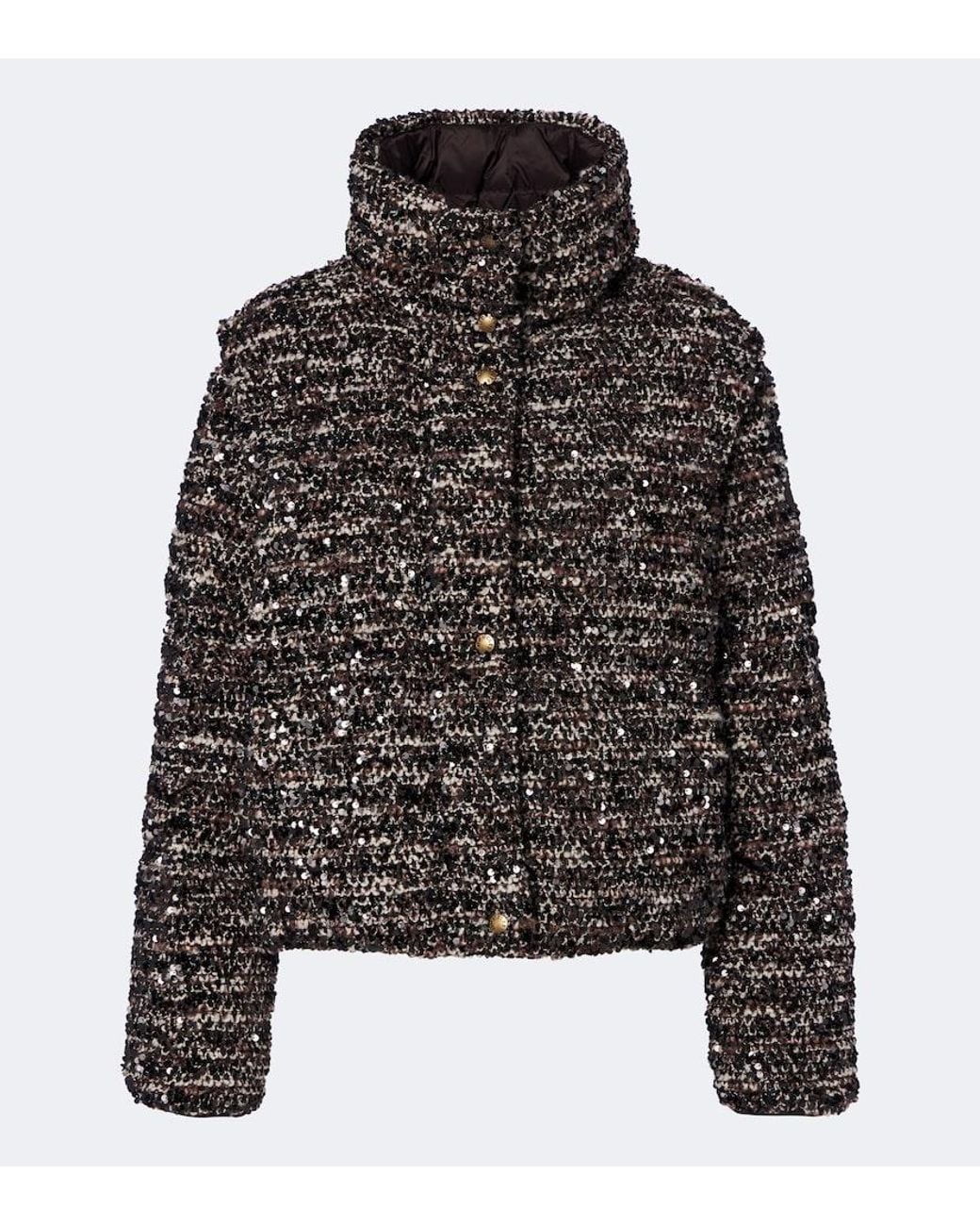 Moncler Black Poetique Sequined Boucle Down Jacket
