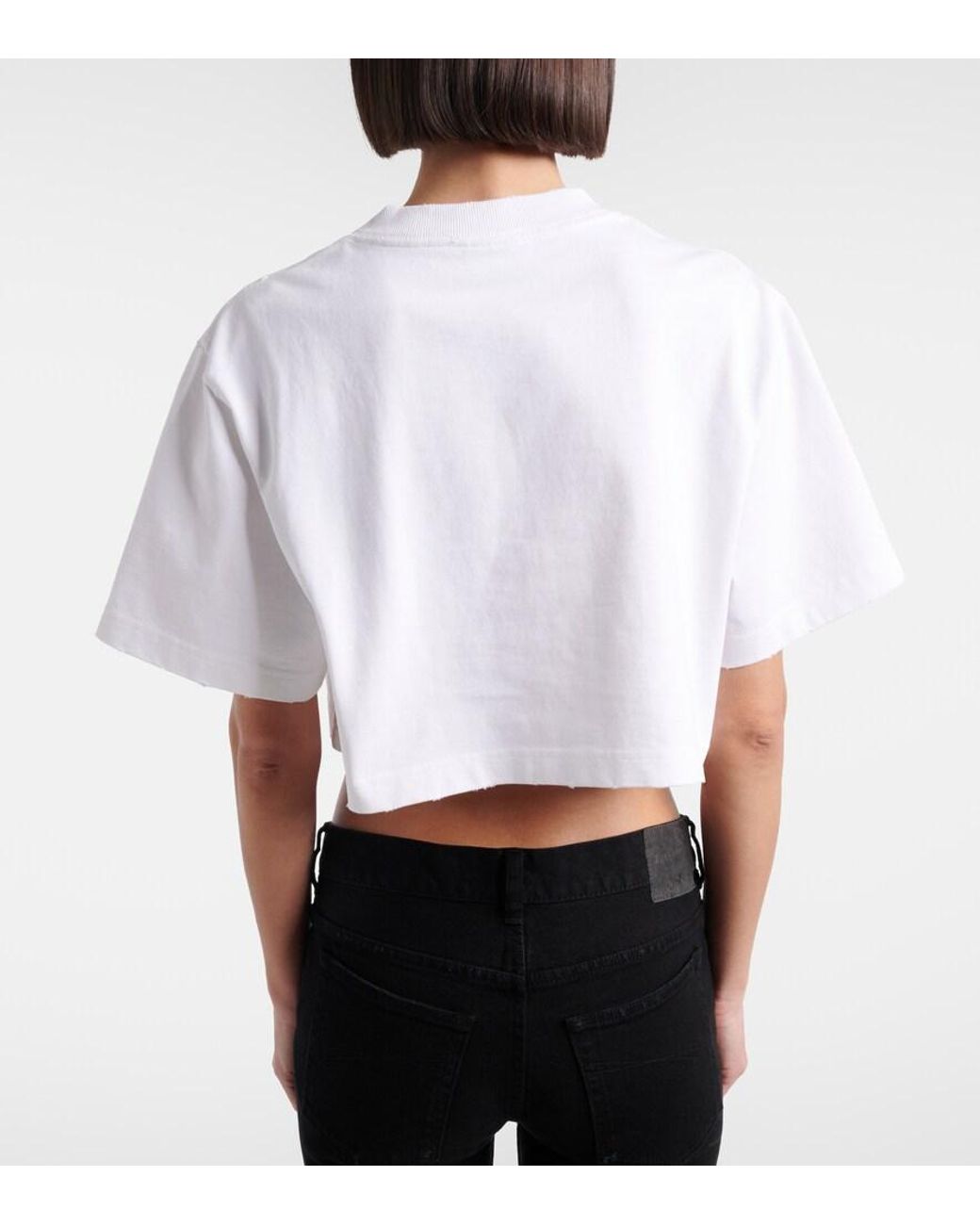 Balenciaga White Bedrucktes T-Shirt Aus Baumwoll-Jersey
