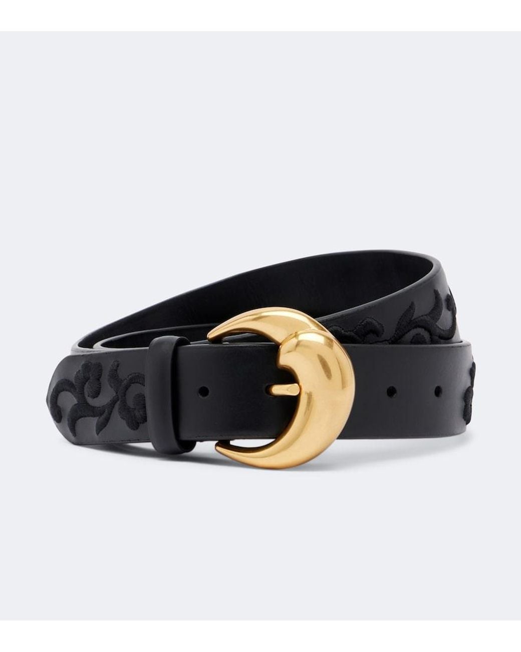 Etro Black Embroidered Leather Belt