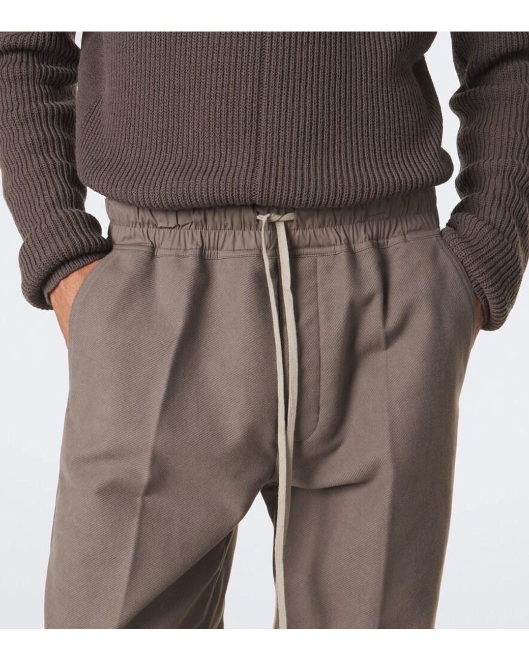 Rick Owens Gray Dietrich Cotton Twill Straight Pants for men