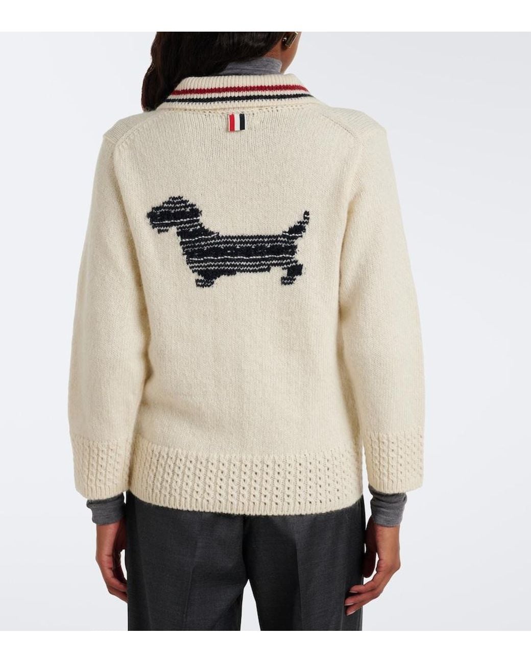 Thom Browne Natural Wool And Mohair Cardigan