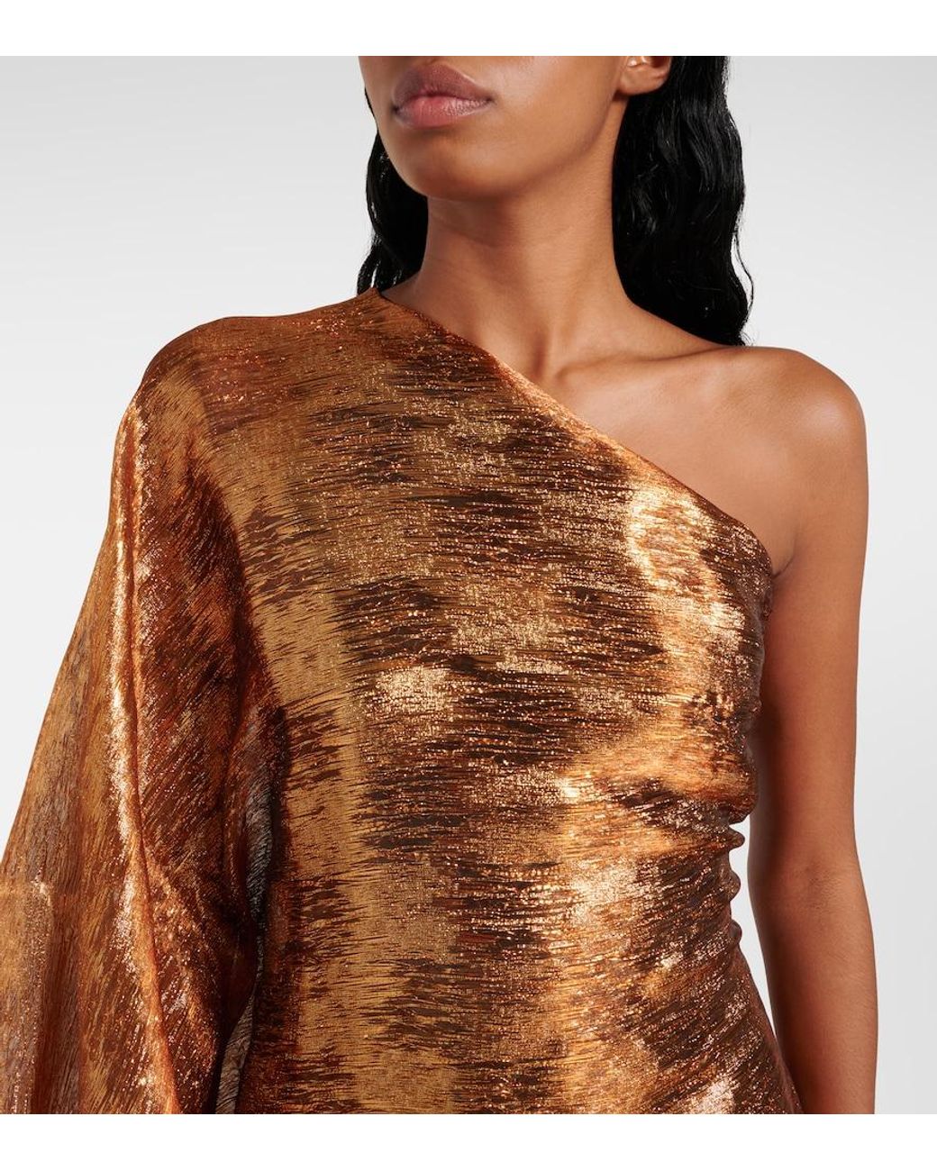 Taller Marmo Brown Betsy One-Shoulder Fil Coupe Gown