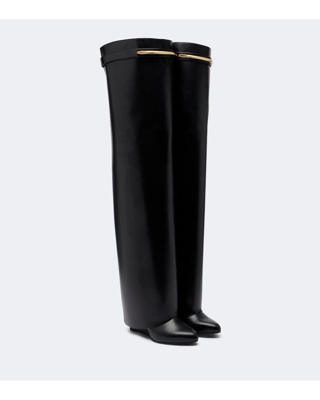 Givenchy Black Shark Pinch Leather Over-The-Knee Boots