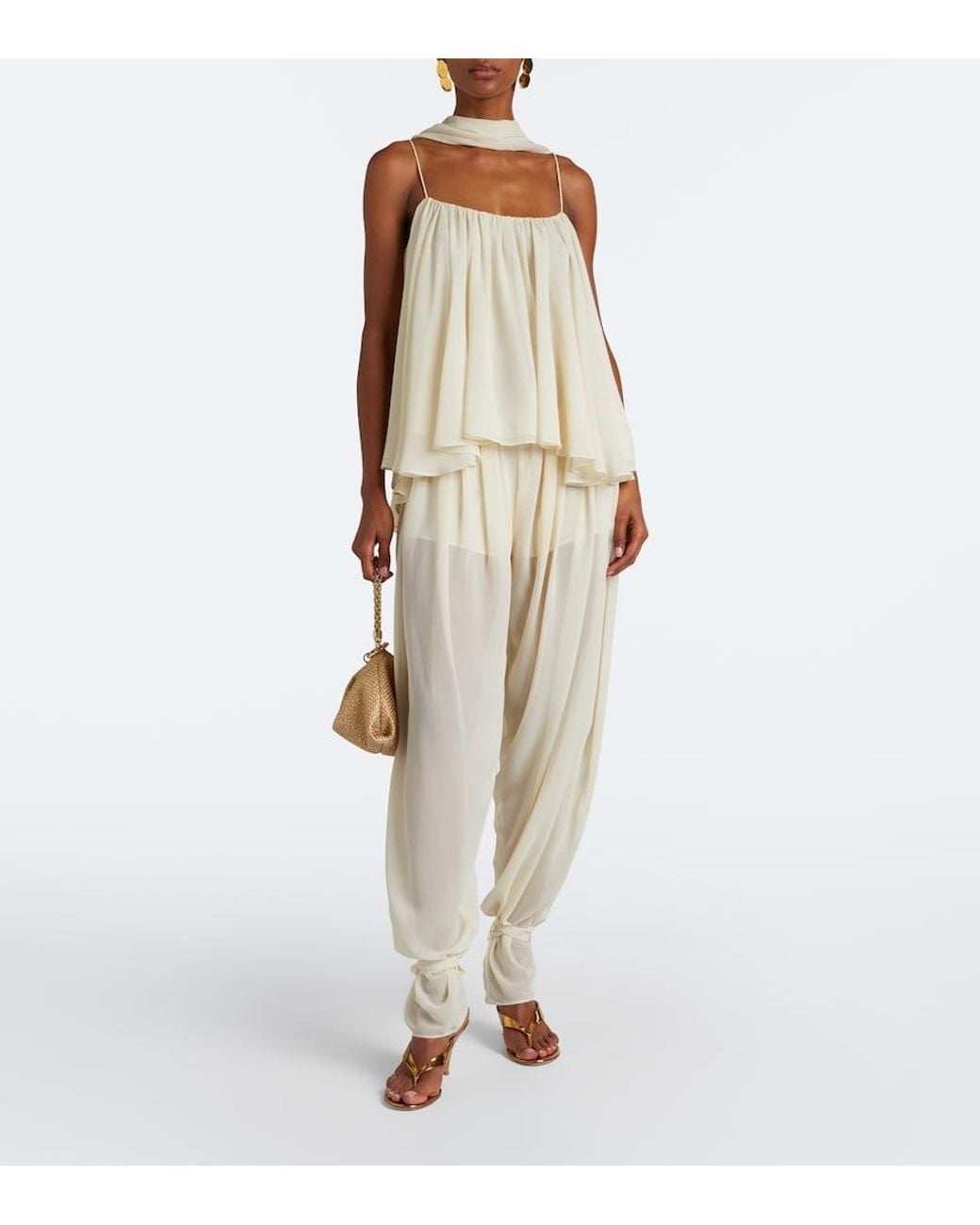 De La Vali Natural Ines Chiffon Balloon Pants