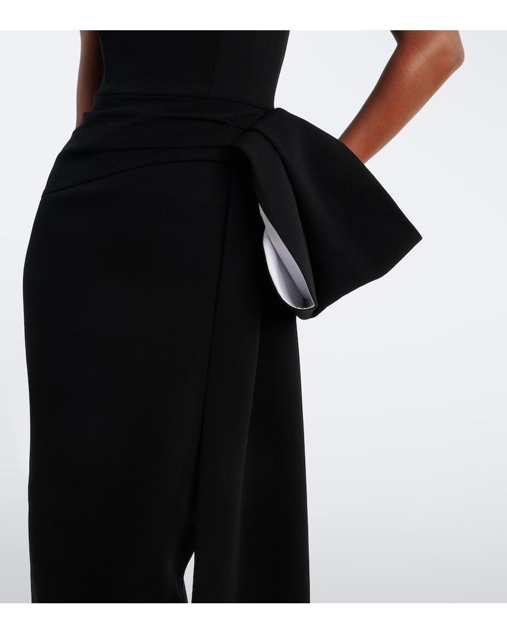 Roland Mouret Black Draped Strapless Crepe Cocktail Dress