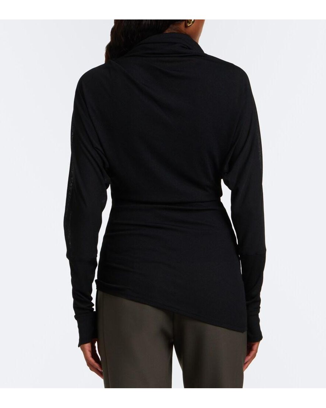 Proenza Schouler Black Golda Draped Jersey Top