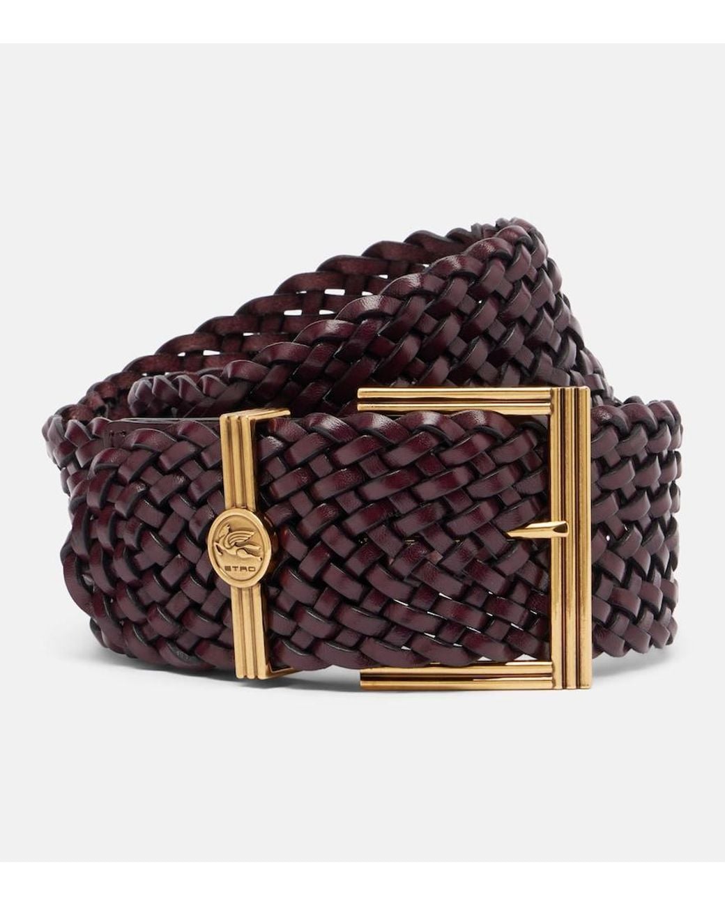 Etro Red Pegaso Woven Leather Belt