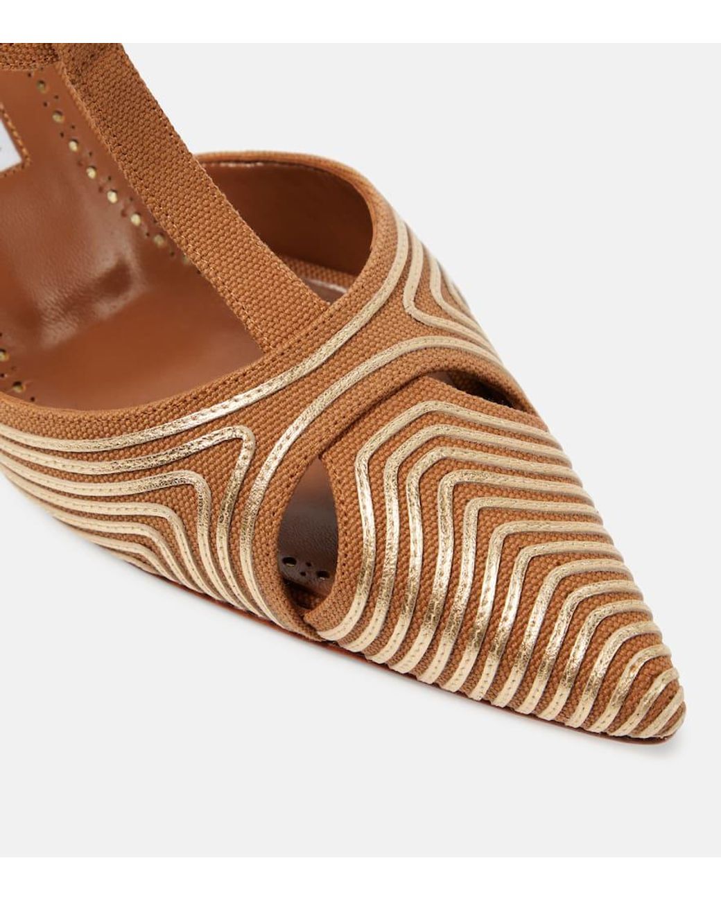 【Manolo Blahnik】 Gala 50 embellishedレザーサンダル Manolo Blahnik Gala 50 Leather-Trimmed Sandals in Brown | Lyst