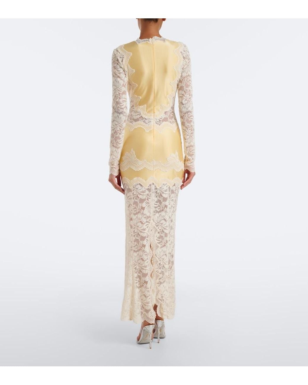 Rabanne White Lace And Satin Maxi Dress