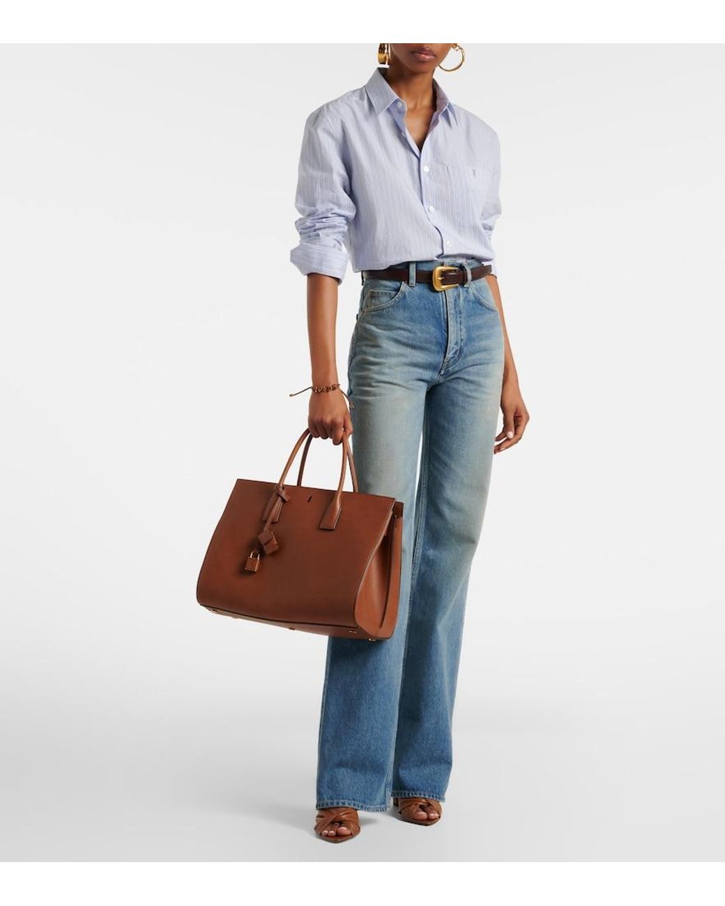 Saint Laurent Brown Tote Bag Sac De Jour Large Aus Leder