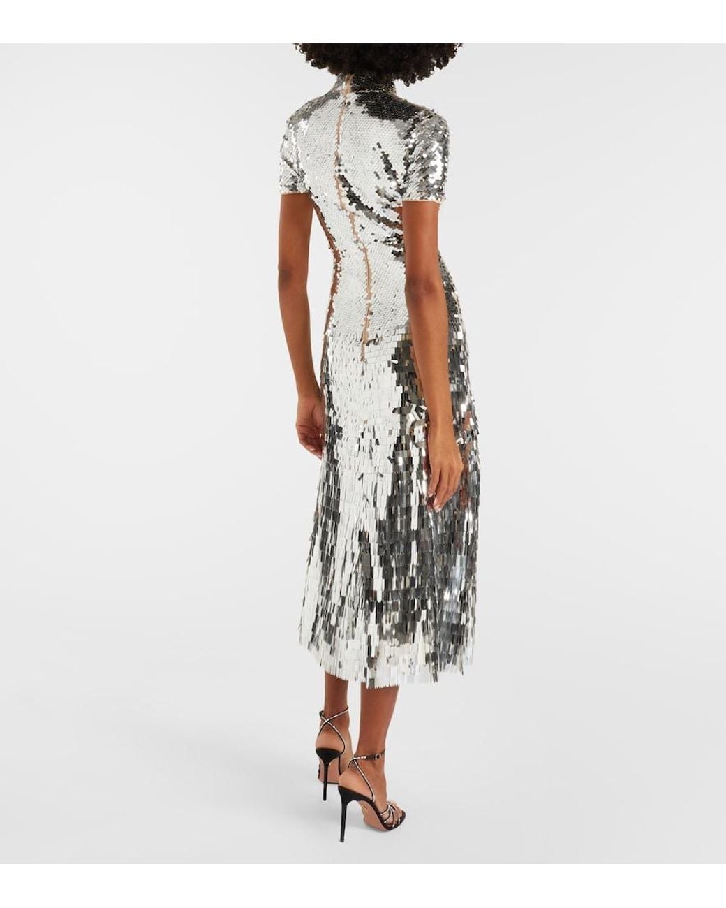 Self-Portrait Black Sequined Midi Dress