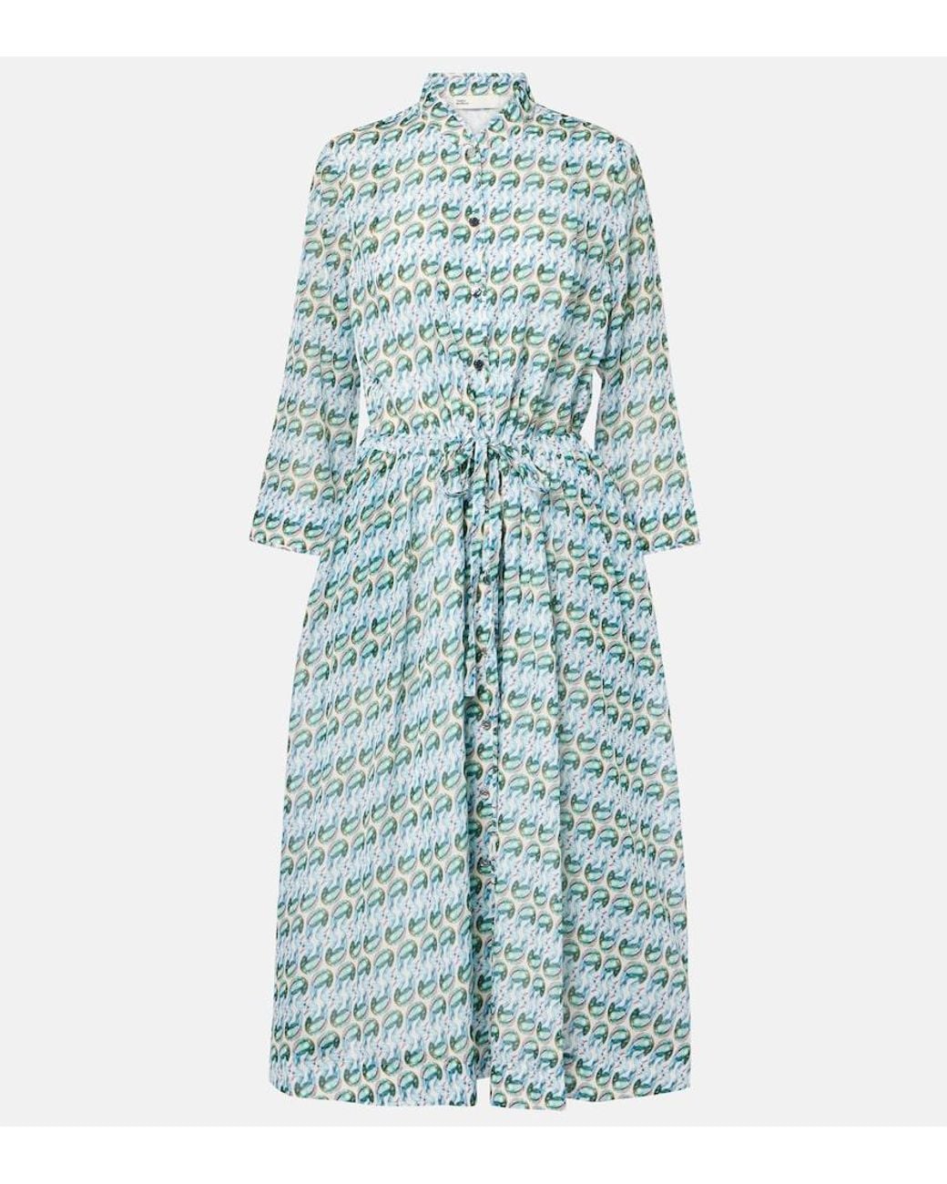 Tory Burch Green Printed Shirtdress
