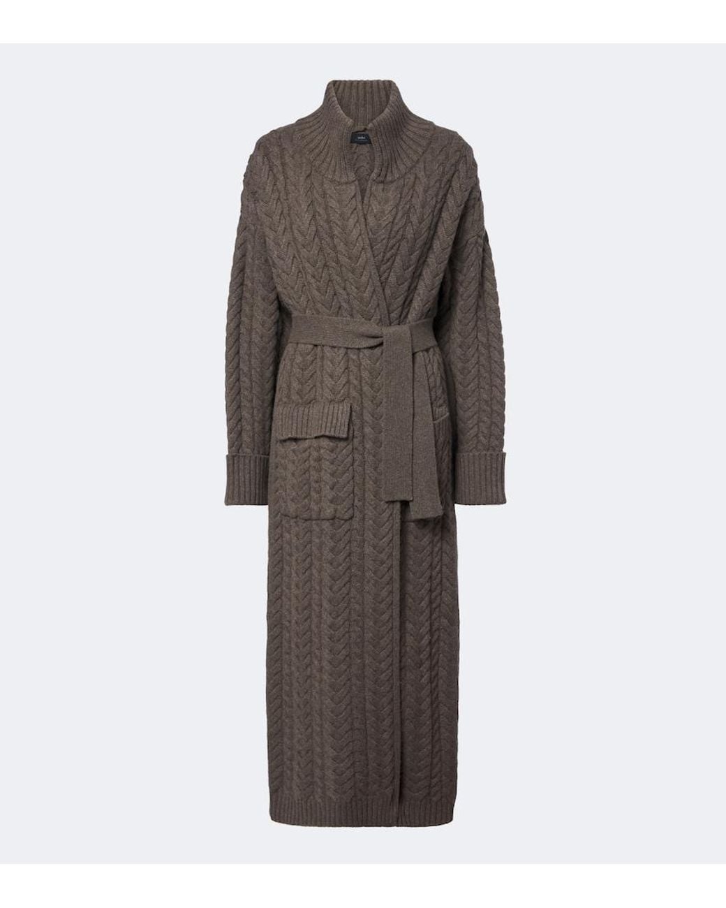 arch4 Brown Bond Street Cable-Knit Cashmere Long Cardigan