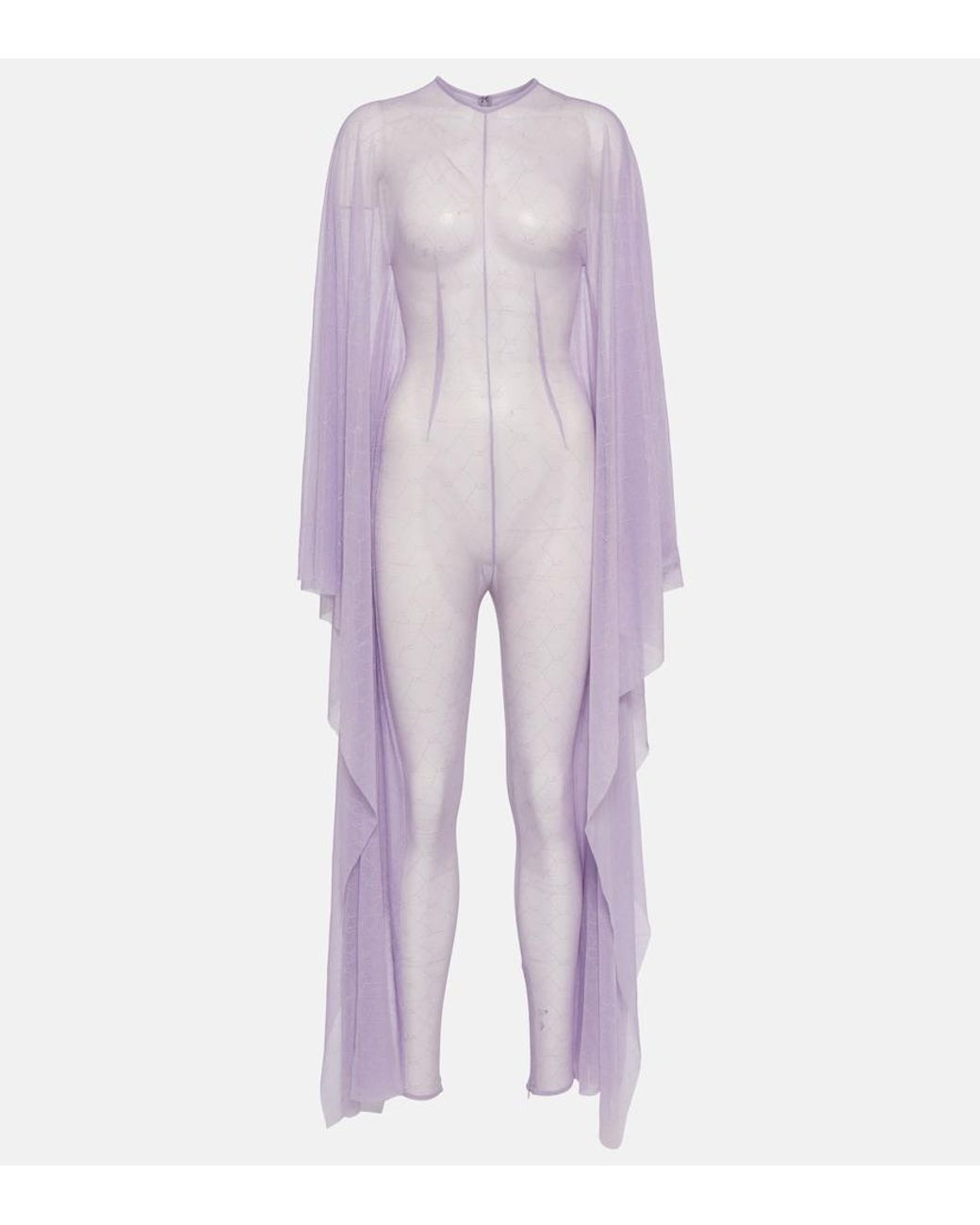 LAQUAN SMITH Purple Chiffon Jumpsuit