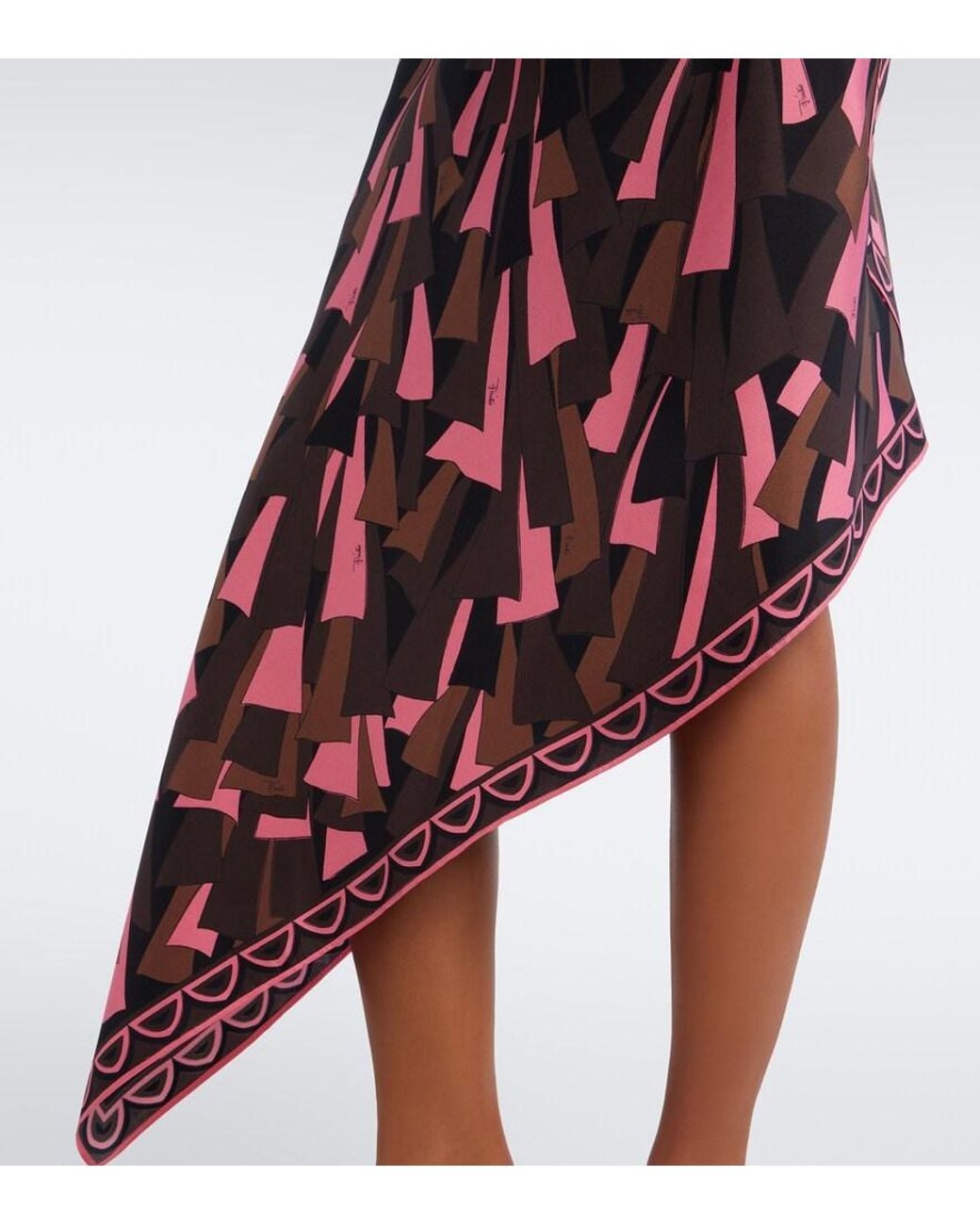 Emilio Pucci Red Baiadera Halterneck Silk Twill Midi Dress