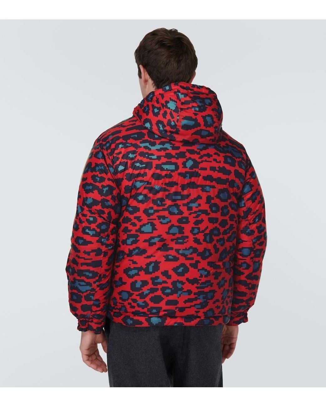 Undercover Red Printed Down Jacket for men