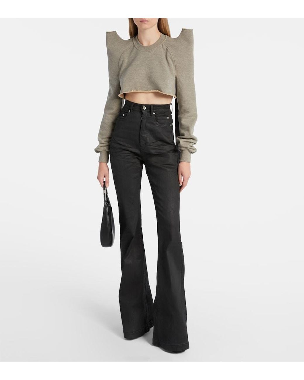 Rick Owens Natural Cropped Cotton-Blend Jersey Sweatshirt