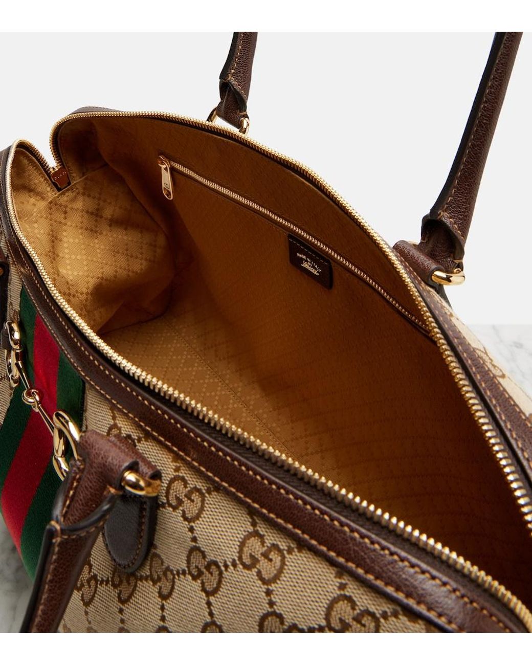 Gucci Brown Borsetto Gg Canvas Large Duffel Bag