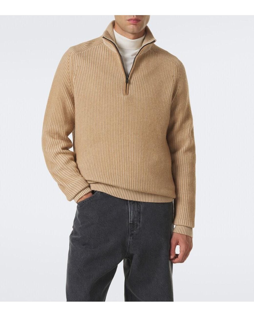 Bogner Natural Dwayne Wool And Cashmere Half-Zip Sweater for men