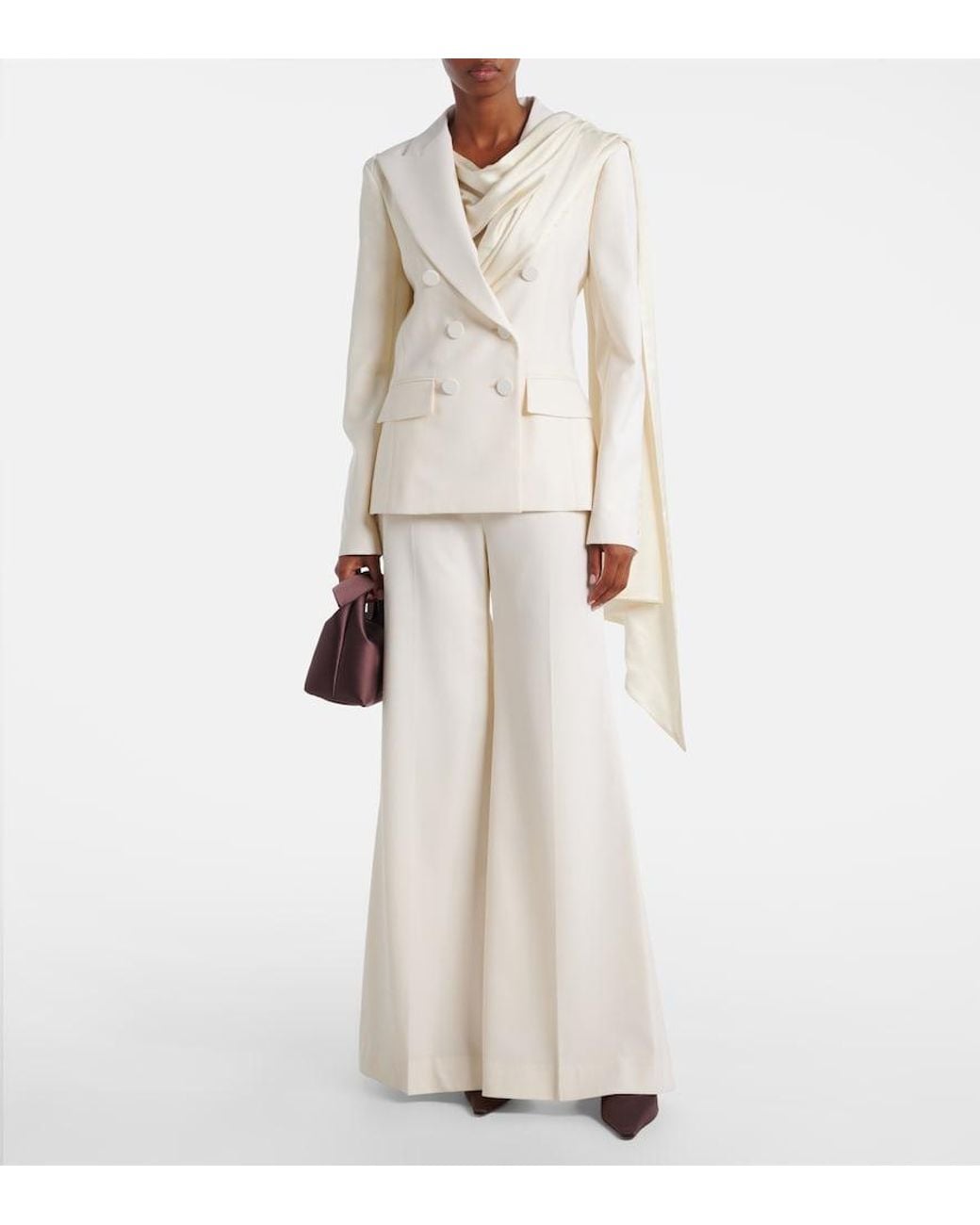 Nina Ricci White Virgin Wool Flared Pants